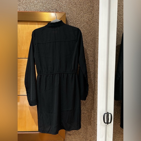 Abercrombie & Fitch Black Long Sleeve Drawstring Shirt Dress Large Tall NWT - Picture 2 of 5